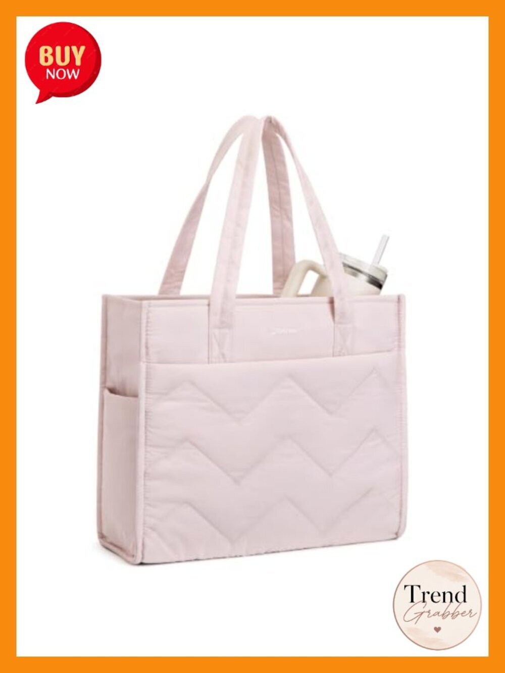 Lightweight Nylon Tote Bag with Laptop Compartment and Cup Holder